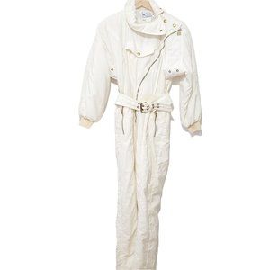 VTG 80s 90's KAELIN Women's Size 6 One Piece Bib Ski Snow Suit Ivor- fits 0-2